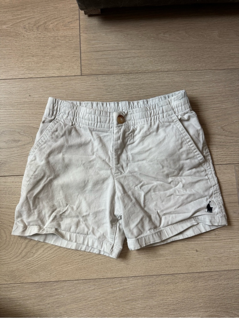 Polo by Ralph Lauren Cream Elastic-Waist Cotton Shorts with Polo Pony